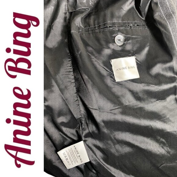 ANINE BING Becky Gray Pinstriped Blazer Double Breasted Menswear, Size 6 - Picture 11 of 15